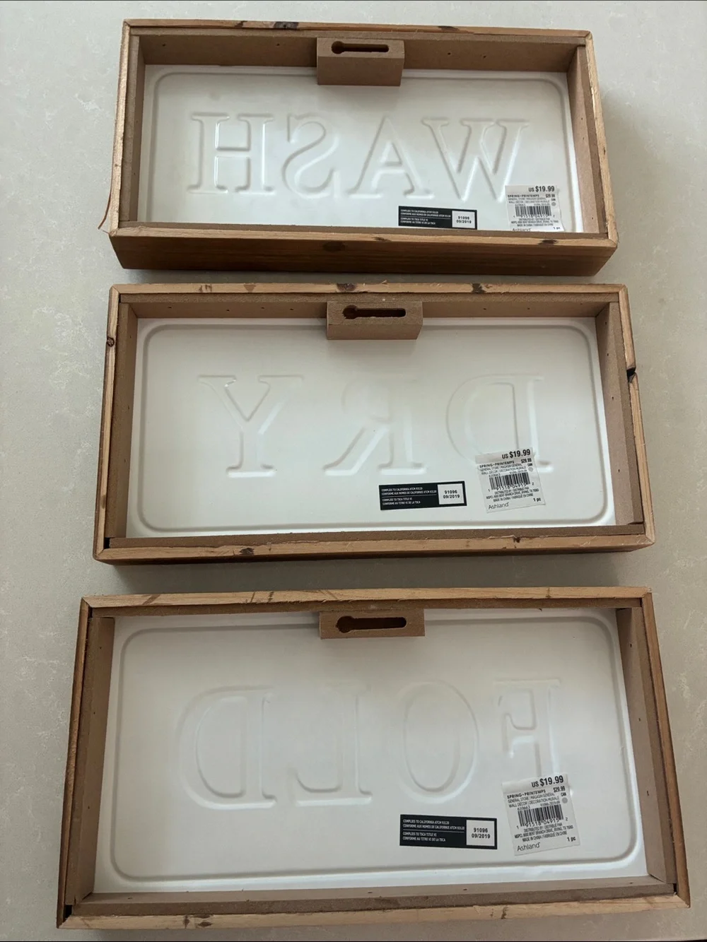 Ashland White & Brown Laundry Wall Sign Trio